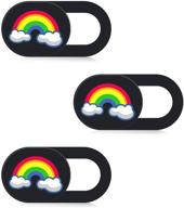 📸 ultra thin webcam cover for laptop, iphone, ipad & more - protect privacy with secure slide- rainbow (3 pack) logo