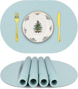 img 4 attached to 🔵 IYYI Placemats: Stylish Dishwasher-Safe Blue Line Mats for Ultimate Protection