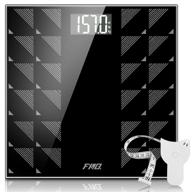high-capacity digital bathroom scale, large anti-slip matte weighing platform with lighted 📊 lcd display, shatter-resistant tempered glass, max weight 400 pounds, includes body tape measure logo