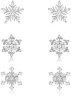 ❄️ cealxheny snowflake earrings: sparkling rhinestone crystal studs for women and girls - perfect holiday party gift set logo