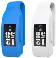 moko 2-pack clip holder for fitbit inspire/inspire hr - soft silicone clasp case for women and men - sky blue &amp; white logo