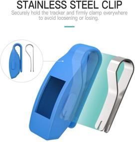 img 2 attached to MoKo 2-Pack Clip Holder for Fitbit Inspire/Inspire HR - Soft Silicone Clasp Case for Women and Men - Sky Blue &amp; White