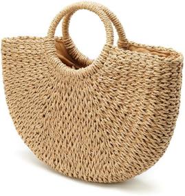img 3 attached to Womens Large Straw Summer Handwoven Women's Handbags & Wallets and Hobo Bags