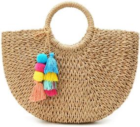 img 4 attached to Womens Large Straw Summer Handwoven Women's Handbags & Wallets and Hobo Bags