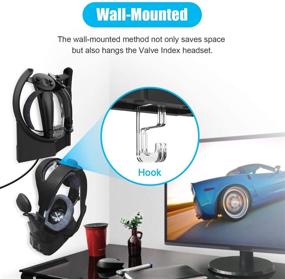 img 1 attached to AMVR Touch Controllers Storage and Charging Station: Wall Mount Stand for Valve Index VR Headset with Type-C Charge Handle Controller Holder