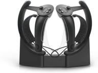 amvr touch controllers storage and charging station: wall mount stand for valve index vr headset with type-c charge handle controller holder logo