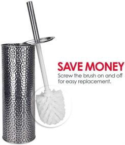 img 2 attached to 🚽 Premium Home Basics Hammered Stainless Steel Toilet Brush - Stylish Holder Included