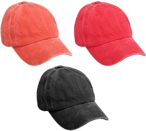 img 4 attached to 🧢 MEINICY 3 Pack Washed Plain Baseball Cap - Retro Adjustable Dad Hats for Men/Women, Unstructured/Cotton - Ideal Gifts for Fashion Enthusiasts