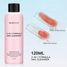 img 2 attached to 🧴 Morovan 2-in-1 Formula - Poly Nail Extension Gel Slip Solution + Professional Nail Cleanser - 4oz Nail Polish Remover and 120ml Lint-free Liquid Slip Solution