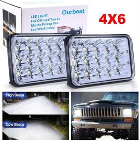 img 4 attached to 🔦 Optimized Sealed Beam 4x6 inch Headlights, H4666 Rectangular Headlights 6x4 H4 Plug H4651 H4652 H4656 H6545 bulb Headlamps for Pickup Off road Truck - Set of 2