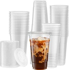 img 4 attached to 🥤 50 Sets of Crystal Clear PET Plastic Cups with Flat Lids - Ideal for Iced Coffee, Cold Drinks, Milkshake, Slush Cup, Smoothy's, Slurpee, Parties - Disposable Plastic Cups