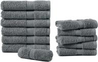 12 pack grey bath towels set - includes 6 hand towels & 6 washcloths - durable, absorbent bathroom towels - grey logo