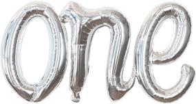 img 4 attached to 🎈 Large 20 Inch Silver One Balloon for First Birthday - Scripted Letter One Birthday Balloon for 1st Year Anniversary and Winter Onederland Girl Decorations