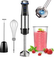 🔪 nxone immersion hand blender: 4-in-1 variable speed control stick blender with stainless steel blades, mixing beaker, milk frother, egg whisk - ideal for smoothies, purees, sauces, and soups (black) логотип