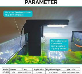 img 1 attached to 🐠 Hygger Aquarium Light and Power Filter Combo for 0.16in~0.27in Thick Tanks - 10W 68 GPH Filter with LED Lights in White, Red, Green, and Blue