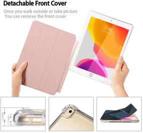 img 3 attached to 🌸 iPad 8th Generation Case, iPad 7th Generation Case, iPad 10.2 2020/2019 Case, Translucent Frosted Back Protective Smart Cover for 10.2" iPad 8 / iPad 7 - White Flower and Blue Options