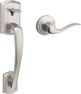 🚪 kwikset 98150-013 prescott front door handle with interior tustin lever - satin nickel finish, microban antimicrobial protection - shop now! логотип