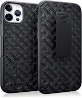 📱 pitau belt case for iphone 12/12 pro - protective holster with kickstand, swivel belt clip - slim, black - fits apple iphone 12/12 pro (2020 release) logo