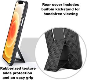 img 2 attached to 📱 PiTau Belt Case for iPhone 12/12 Pro - Protective Holster with Kickstand, Swivel Belt Clip - Slim, Black - Fits Apple iPhone 12/12 Pro (2020 Release)