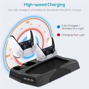 img 3 attached to 🎮 MENEEA Vertical Stand with Dual Controller Charging Station & Suction Cooling Fan for PS5 Digital Edition/Ultra HD | 14 Retractable Game Slots | Gaming Accessories for PS5 Console