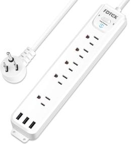 img 4 attached to 🔌 ETL Listed Surge Protector Power Strip with USB Ports - 5 Outlets, 3 USB Ports - Mountable, 5 ft Flat Plug Extension Cord – Ideal for Home Office Hotel – Multiple Protection