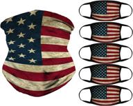 5-pack american flag bandana set: reusable face coverings with breathable balaclava and 1 seamless face scarf for outdoor sports logo