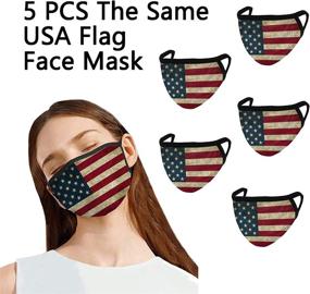 img 3 attached to 5-Pack American Flag Bandana Set: Reusable Face Coverings with Breathable Balaclava and 1 Seamless Face Scarf for Outdoor Sports