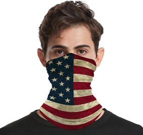 img 1 attached to 5-Pack American Flag Bandana Set: Reusable Face Coverings with Breathable Balaclava and 1 Seamless Face Scarf for Outdoor Sports