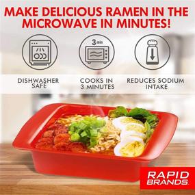 img 3 attached to 🍜 Rapid Ramen Cooker: Microwave Ramen in 3 Minutes, Perfect for Dorm, Small Kitchen, or Office! Dishwasher-Safe, Microwaveable, BPA-Free - Red, 2 Pack