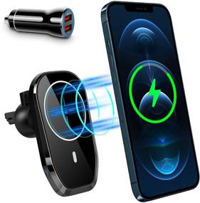 img 4 attached to 🧲 Magnetized Wireless Car Charger for iPhone 12 Series (12/12 Pro/12 Mini/12 Pro Max) with Mag-Safe Case, 360° Rotating Auto-Alignment Strong Magnetic Air Vent Phone Mount and Charging Holder