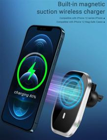 img 1 attached to 🧲 Magnetized Wireless Car Charger for iPhone 12 Series (12/12 Pro/12 Mini/12 Pro Max) with Mag-Safe Case, 360° Rotating Auto-Alignment Strong Magnetic Air Vent Phone Mount and Charging Holder