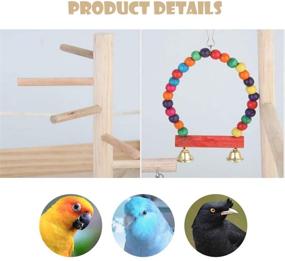 img 1 attached to 🦜 Premium Parrot Playstand Bird Play Stand with Cockatiel Birdcage Stands Wood Perch: Ultimate Conures Playground Gym Playpen featuring Ladder, Swing, Rope Stands, Bell & Chewing Toys for Exercise & Fun - Best for Cockatoo, Macaws, African Grey!