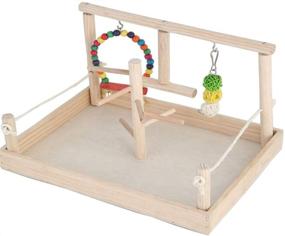 img 2 attached to 🦜 Premium Parrot Playstand Bird Play Stand with Cockatiel Birdcage Stands Wood Perch: Ultimate Conures Playground Gym Playpen featuring Ladder, Swing, Rope Stands, Bell & Chewing Toys for Exercise & Fun - Best for Cockatoo, Macaws, African Grey!