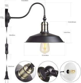 img 3 attached to 🏭 Rustic Industrial Plug-In Wall Sconces Set of 2: Gooseneck Barn Lights for Bedroom, Bathroom, and Warehouse Décor