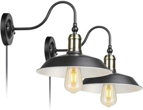 img 4 attached to 🏭 Rustic Industrial Plug-In Wall Sconces Set of 2: Gooseneck Barn Lights for Bedroom, Bathroom, and Warehouse Décor