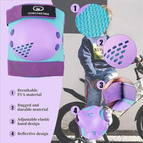 img 2 attached to 🛴 Children's Protective Gear Set with Soft Knee Pads, Elbow Pads, Wrist Guards for Skating, Cycling, Rollerblading, Scooter, Skateboarding - Suitable for Boys & Girls (Round, Purple, Medium)