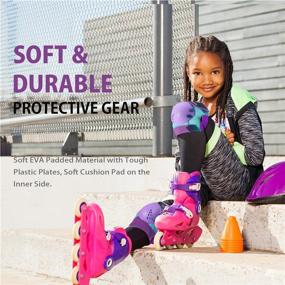 img 3 attached to 🛴 Children's Protective Gear Set with Soft Knee Pads, Elbow Pads, Wrist Guards for Skating, Cycling, Rollerblading, Scooter, Skateboarding - Suitable for Boys & Girls (Round, Purple, Medium)