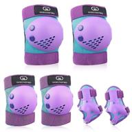 🛴 children's protective gear set with soft knee pads, elbow pads, wrist guards for skating, cycling, rollerblading, scooter, skateboarding - suitable for boys & girls (round, purple, medium) logo