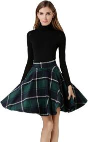 img 4 attached to Stylish and Versatile: Tanming Women's High Waisted Wool Check Print Plaid Tartan A-Line Skirt for a Casual Chic Look