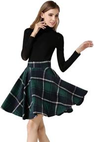 img 3 attached to Stylish and Versatile: Tanming Women's High Waisted Wool Check Print Plaid Tartan A-Line Skirt for a Casual Chic Look