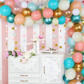 img 2 attached to 🎈 Chic Mint Green Gold Peach Balloon Garland Kit - Ideal for All Celebrations! 110 Balloons, Stunning Chrome Sea Foam Decorations included - Perfect for Weddings, Baby Showers, Anniversaries, Graduations, Birthdays & Backdrops