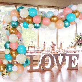 img 3 attached to 🎈 Chic Mint Green Gold Peach Balloon Garland Kit - Ideal for All Celebrations! 110 Balloons, Stunning Chrome Sea Foam Decorations included - Perfect for Weddings, Baby Showers, Anniversaries, Graduations, Birthdays & Backdrops