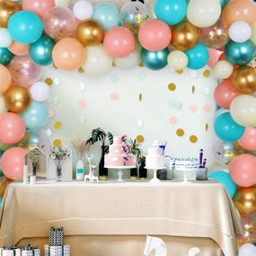 img 1 attached to 🎈 Chic Mint Green Gold Peach Balloon Garland Kit - Ideal for All Celebrations! 110 Balloons, Stunning Chrome Sea Foam Decorations included - Perfect for Weddings, Baby Showers, Anniversaries, Graduations, Birthdays & Backdrops