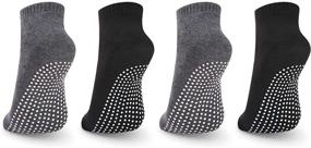 img 4 attached to 🧦 4 Pairs of Unisex Anti-Slip Non-Skid Grip Socks for Yoga, Home Workout, Barre, Pilates, Hospital - Ideal for Men, Women, and Adults