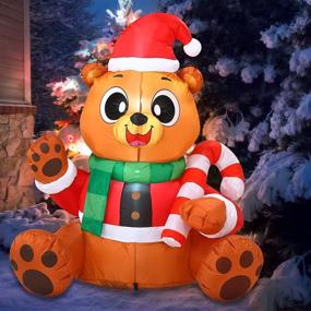 img 3 attached to 🎄 5 FT Christmas Teddy Bear Inflatable Decoration with LEDs - Ideal for Christmas, Party Indoor/Outdoor, Yard, Garden, Lawn Décor - Joiedomi Brand