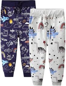 img 4 attached to 🦖 LOKTARC Little Drawstring Sweatpants: Trendy Dinosaur Boys' Clothing and Pants