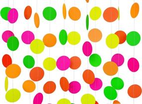 img 3 attached to 🎉 Enhance Your Party with Midnight Glo 78ft Neon Paper Garland Circle Dots Hanging Decorations: Perfect for Birthdays, Weddings, and Black Light Glow Parties (6 Pack)