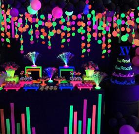 img 2 attached to 🎉 Enhance Your Party with Midnight Glo 78ft Neon Paper Garland Circle Dots Hanging Decorations: Perfect for Birthdays, Weddings, and Black Light Glow Parties (6 Pack)