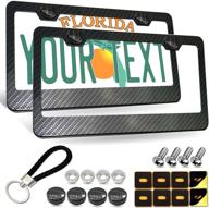 🚗 zxfoog carbon fiber license plate frames - black aluminum carbon pattern car tag cover | rustproof front and rear holder with mount screws bolts caps for women & men | fit car/truck/trailer | 2 pack logo