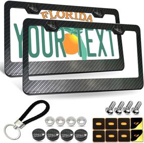 img 4 attached to 🚗 ZXFOOG Carbon Fiber License Plate Frames - Black Aluminum Carbon Pattern Car Tag Cover | Rustproof Front and Rear Holder with Mount Screws Bolts Caps for Women & Men | Fit Car/Truck/Trailer | 2 Pack